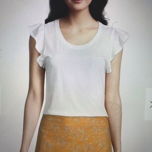 Ann Taylor XL White Flutter Sleeve Tee NWT